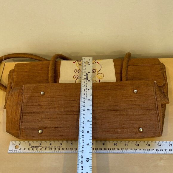 Vintage NWT Handcrafted Bamboo Fiber Handbag With Embroidered Flap By Concubine - Picture 8 of 15